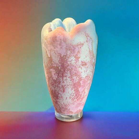 Tony Evans Raku Art Pottery Vase on Lucite Base-Sculptural-Vintage 1980s-Modern - Picture 8 of 8